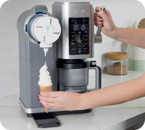 Family customising homemade ice cream with mix-ins