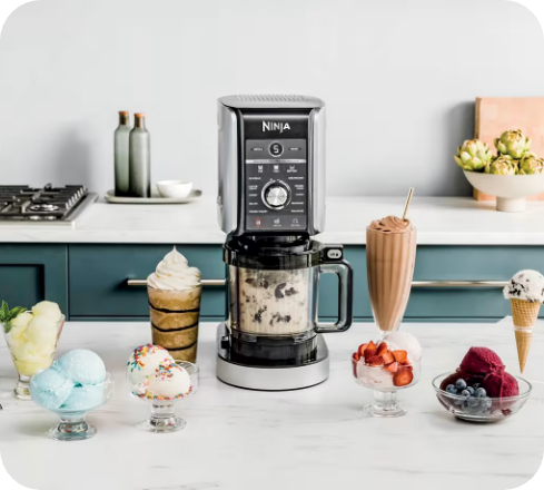 Ninja Creami ice cream maker with a range of frozen treats